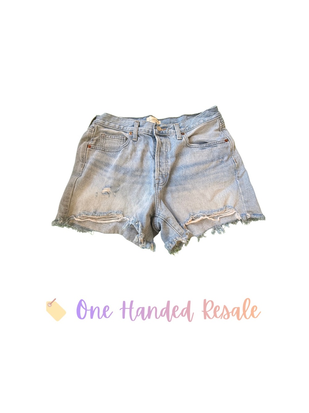 👖 Universal Thread Light Dusty Blue Ripped Denim Jean Shorts Women’s Unisex 18